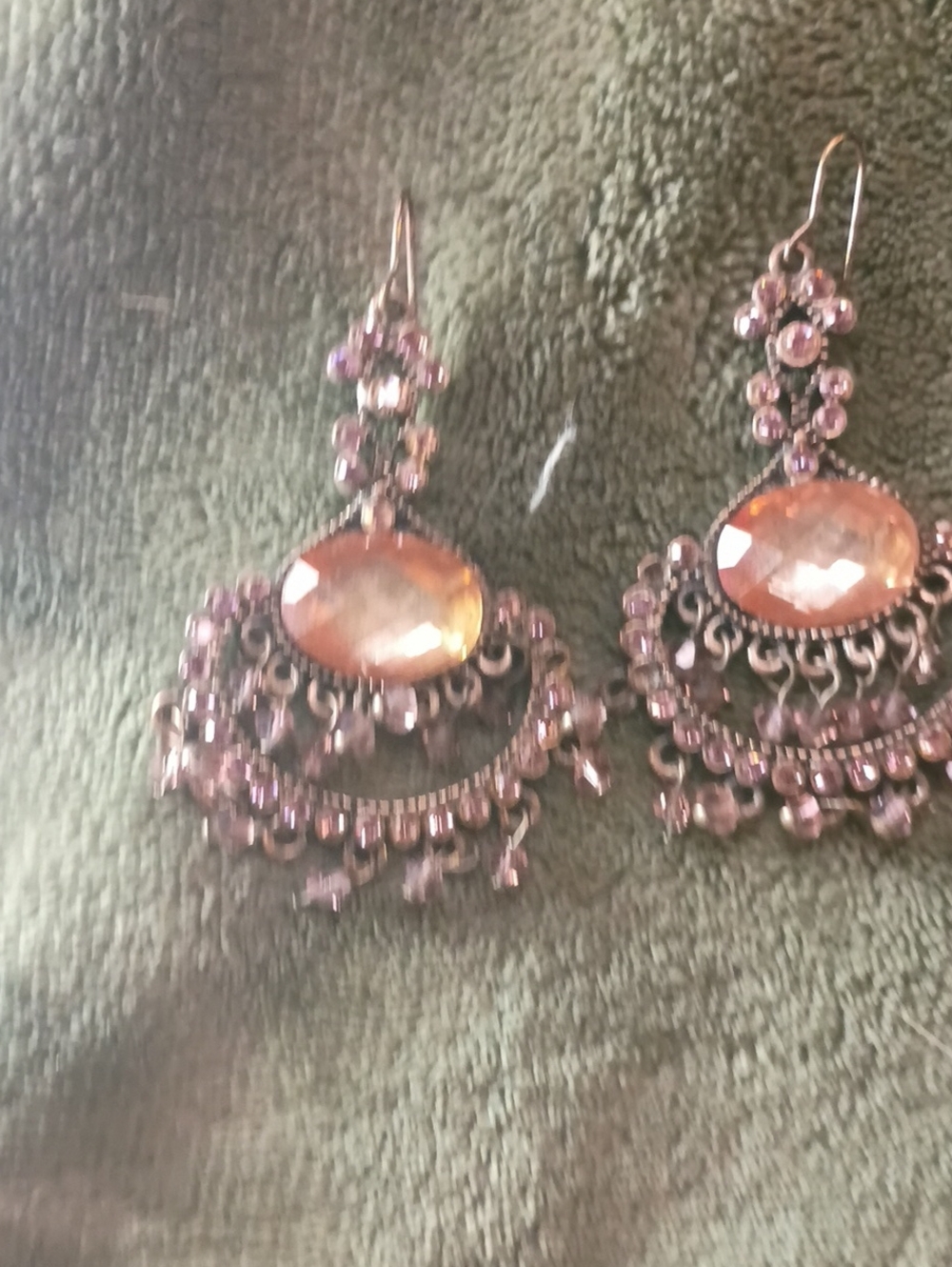 Unbranded Pink Crystal Drop Chandelier Earrings